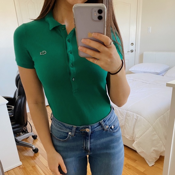 Lacoste Tops - LACOSTE POLO FOR WOMEN XS- GREEN TSHIRT